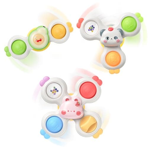 3PCS Suction Cup Spinners for Babies,Montessori Baby Bath Toys for 0-6-12 Months,Baby Rattle for Travel,First Birthday Gifts,Sensory Toys for 1 Year Old Boys and Girls - Image 1