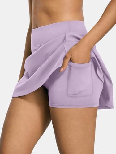 AFFOLE Women's Tennis Golf Skirts High Waisted with Pockets Inner Shorts for Athletic Skorts Sports Running Pickleball Purple - Thumbnail 5