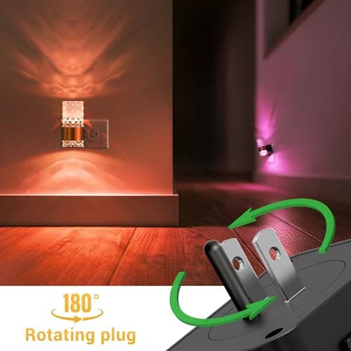 L LOHAS LED Night Light, Night Lights Plug into Wall, 2 Pack 10-Color RGB Change Nightlights,10/50/100LM Adjustable Automatic Nightlights Plug in with Dusk to Dawn Sensor for Room Bathroom Hallway - Thumbnail 4