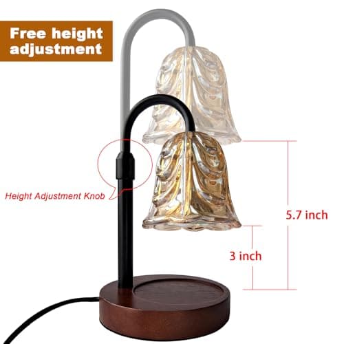 ANFOOS Candle Warmer Lamp with Timer and Dimmer, Adjustable Height Flameless Wax Melter for Jar Candles, 4-Level Brightness Control Electric Candle Warmer with 2 Bulbs, Home Decor Gift - Thumbnail 2