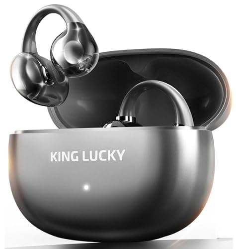 King Lucky Next-gen Clip on Earbuds Open Ear Wireless Bluetooth 6.0 Headphones with Mic,50H Play,ENC,IPX5 Waterproof,Sports Ear Buds,Comfortable for Small Ears&Fitness,Running (Black, Standard Size) - Image 1