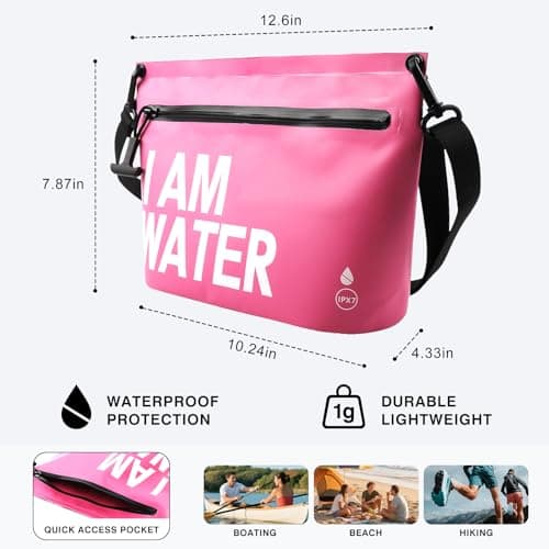 UOEPOWA 6L Water-Resistant Travel Pouch, Splashproof Zipper Toiletry Bag, Lightweight Splash-Resistant Organizer for Beach, Pool, Travel Essentials Pink - Thumbnail 5