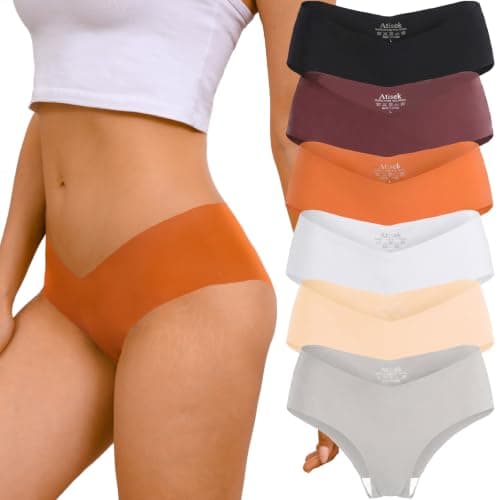 Atisek Seamless Bikini Underwear for Women No Show Low Rise Cheeky Panties 6 Pack Multicolor - Image 1