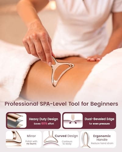 lifechill Lymphatic Drainage Massager & Anti Cellulite Massage Tools for Body Sculpting, Metal Gua Sha & Muscle Scraper Tool Pain Relief Deep Tissue, Gifts for Women, Gold (M) - Thumbnail 5