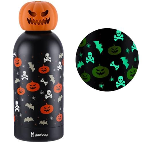 Insulated Water Bottle, 12 oz Stainless Steel Glow in the Dark Water Bottle, Tumbler Drinking Bottles Cute Thanksgiving Christmas Holiday Gift for Friend Her Him - Image 1