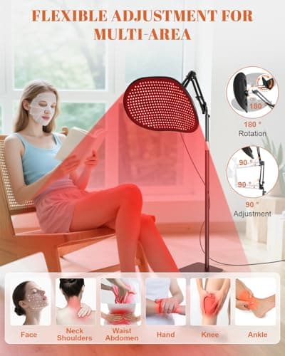 Astarexin Red Light Therapy for Face Body, 2-in-1 Infrared 432 LEDs Light Therapy with 660nm & 850nm Near Redlight Device Large Panel with Wireless Remote Stand Timer - Thumbnail 6