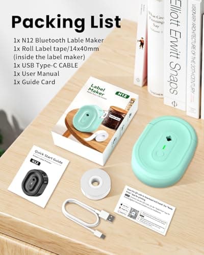 NADAIIN N12 Label Maker Machine with Tape, Portable Thermal Label Printer, Mini Labeler Wireless Bluetooth Label Makers for Home Office Kids Items - Thumbnail 5