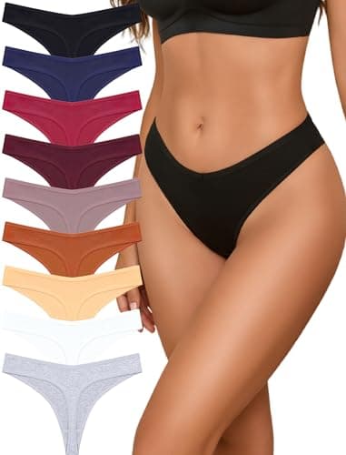 Sth Big Cotton Underwear for Women Breathable Sexy V-waisted Thongs Soft Stretchy Ladies Panties 9 Pack - Image 1