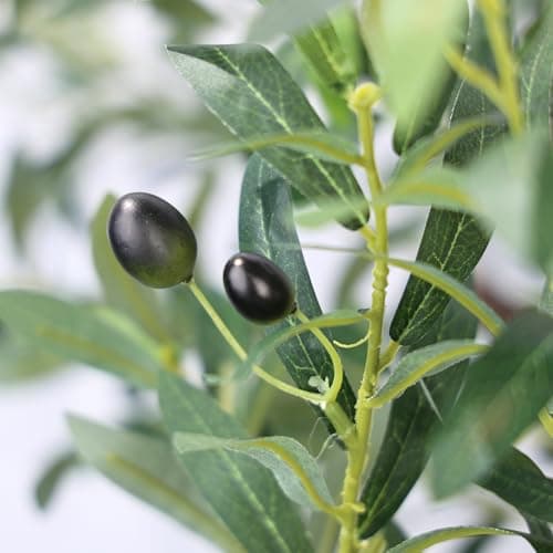 ANTING 7FT Faux Olive Tree, Artificial Olive Trees Indoor with Natural Wood Trunk & Lifelike Fruits, Fake Silk Plant with Pot, Realistic Leaves Artificial Tree for Bedroom, Living Room, Office Decor - Thumbnail 4