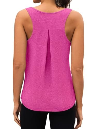 3rd hill Workout Tank Tops for Women Racerback Sleeveless Yoga Top Loose Fit Gym Shirt Running Athletic Tanks Rose Red L - Thumbnail 6