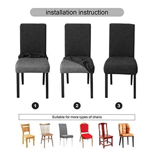 Genina Chair Covers for Dining Room Chair Covers Dining Chair Slipcovers Stretch Kitchen Parsons Chair Cover (Chocolate, 6 PCS) - Thumbnail 6