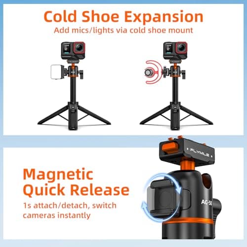 Tripod for Insta360 X5 ACE Pro 2, 21” Selfie Stick Quick Release Extension Rod Mini Table Desk Portable Handle Grip Stand with Remote Controller for Insta 360 X5 X4 Air, ACE Pro 2 Accessories - Thumbnail 6