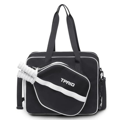 TPAID Pickleball Bag with Shoes & Wet Pocket, Court Bag for 2 Paddles, Black - Image 1