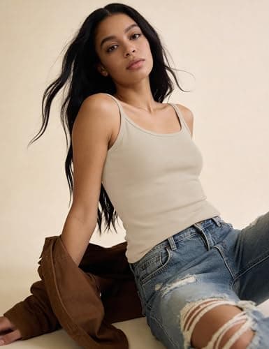 Totatuit Women Ribbed Camisole Top Square Neck Tank Top Fitted Layering Cami Work Shirts for Casual Business Blazer Inner Wear Basic Undershirts Y2K Cropped Summer Oufits Nude Small - Thumbnail 5