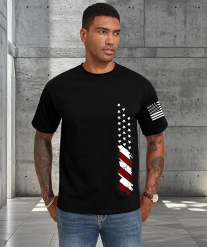 KESIHAN American Flag Shirt Men's Freedom Shirt Patriots Punisher Shirt Mens Graphic True Classic Tees - Thumbnail 3