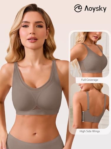 Aoysky Women Wireless Jelly Bras No Underwire Comfortable Bra Supportive Full Coverage Bras Tshirt Bralettes Seamless Bra - Thumbnail 6