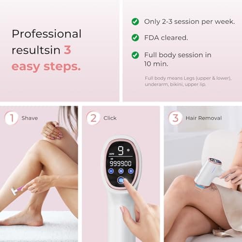 Ubroo IPL Laser Hair Removal Device, 21J Energy, 96% Hair Reduction, 41°F Ice Cooling for Women & Men, Face Bikini Underarm, Safe & Painless, At-Home Professional Results - Thumbnail 6