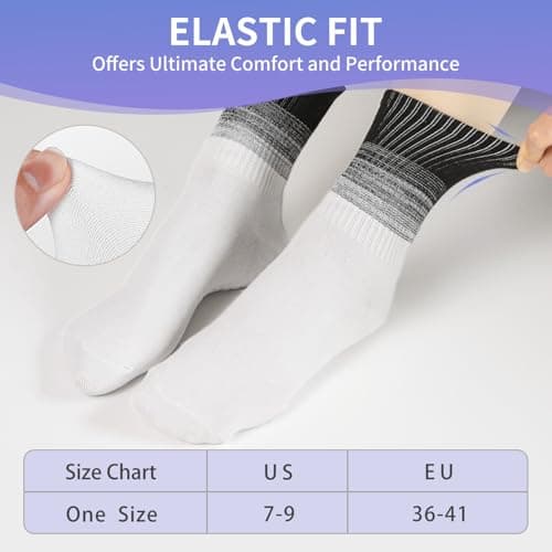 GIAG.IO Cute Pilates Socks, Pilates Socks with Grips 5 Pairs for Women Non-slip Yoga Sock Size 7-9 for Barre Ballet Barefoot Workout (White) - Thumbnail 3
