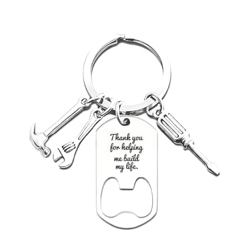 Ediseng Personalized Dad Gifts from Daughter Wife Son,Funny Father Day Gifts,Cool Dad Birthday Gifts,One Piece Keychain with Bottle Opener,Hammer,Screwdriver and Wrench (silver) - Image 1