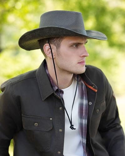 Hayes Mesh Safari Cowboy Hat for Men & Women, Wide Brim Outdoor Sun Hat - Thumbnail 3