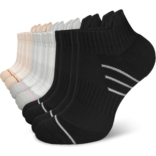 Aoliks Compression Running Socks for Women Men,Ankle Athletic Plantar Fasciitis Socks 6 Pairs