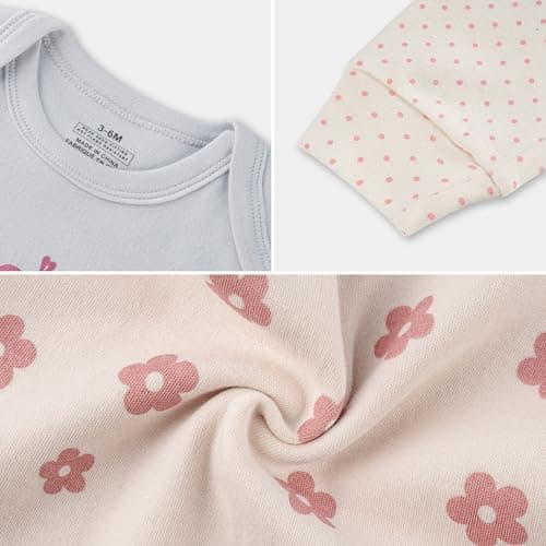 MEYSAHO Baby Newborn Layette 10-Piece Set Cotton Bodysuits Long Sleeve Pants Sets Baby Boys Girls Toddler Unisex Baby Gift Sets Flowers for 6 9 Months - Thumbnail 6