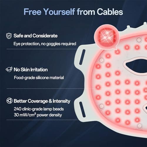 SUERBEATY Red Light Mask for Face, 7 Colors Red Light Mask, Cordless, Soft Flexible, Portable & Lightweight for Home & Travel, Rechargeable Facial Masks for Mom Sister Girlfriend Wife (Green) - Thumbnail 4