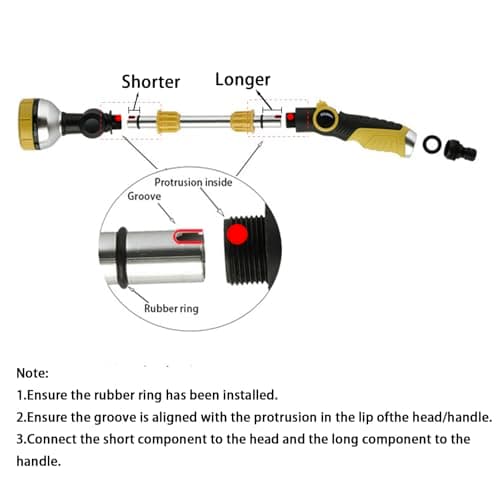 17.5" Multi-Pattern Watering Wand with Thumb Control & 180° Water Nozzle | 8 Spray Modes for High-Pressure Cleaning, Pet Bathing, Gardens, Hanging Baskets | Fits Standard Garden Hoses - Thumbnail 5