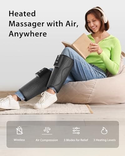 CINCOM Leg Massager with Heat and Air Compression, Cordless Calf Massager for Circulation and Pain Relief, Rechargeable Leg Compression for Edema Relief - Thumbnail 2