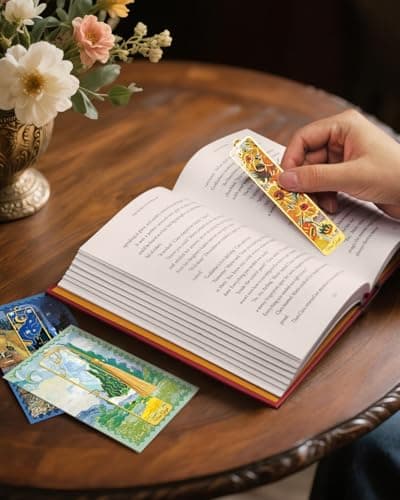 HOMTEK 8 Pieces Metal Bookmarks with Tassel, Golden Hollow Bookmark Van Gogh Monet Oil Painting Theme Book Mark for Book Lovers Writers Readers Children Teens Men Women Adults - Thumbnail 6