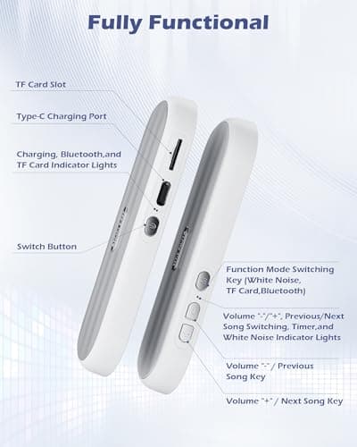 GroTawel Under Pillow Bluetooth Speaker for Sleep: Private Bone Conduction Portable Speaker with White Noise - Long Battery Life for Soothing Sleep Sound (White) - Thumbnail 3