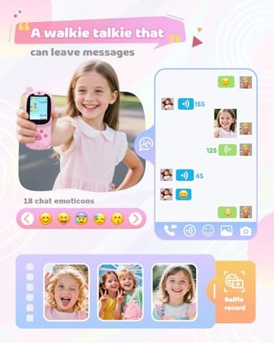 Eveedo Video walkie talkies for Kids,2 Pack Rechargeable Kids Walkie Talkies can Send Messages,Christmas Birthday Gifts for Kid Age 3-12,Portable Toddler Toy for 4 5 6 7 8 9 Year Old Girls Boys Pink - Thumbnail 4