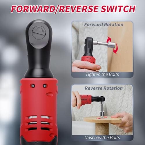 3/8" Cordless Ratchet Wrench Compatible with Milwaukee M18 Battery,42Ft-Lbs Torque Electric Ratchet Set with 220RPM Variable Speed Trigger,8 Sockets,1/4" and 1/2" Adapters,3" Extension Bar(Tool Only) - Thumbnail 5