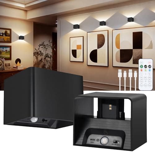 Aialun Battery Operated Motion Sensor Wall Light,5000mAh Rechargeable Wall Sconce Set of 2 Wireless Closet Light,3CCT & Dimmable Up and Down Night Lights Magnetic Stair Lights for Bedroom Hallway