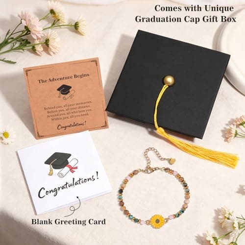Boiveco Graduation Gifts 2026 for Her Him, Class of 2026 Graduation Bracelets with Unique Cap Gift Box, Inspirational Keepsake for Women Men Middle High School University College Graduates - Thumbnail 4