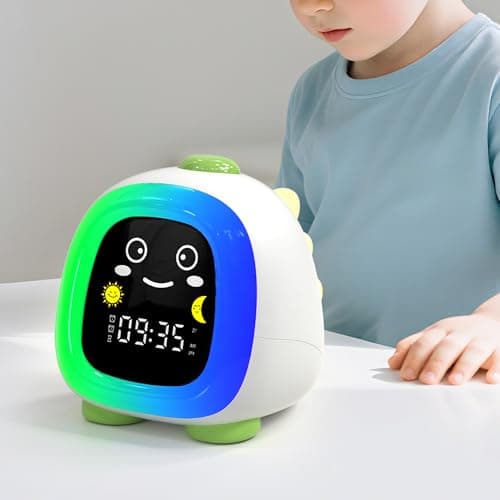 ANALOI Alarm Clock for Kids, Kids Alarm Clock Ok to Wake Cute Night Light for Bedroom, Toddlers Sleep Training Clock Stay in Bed, Dinosaur Birthday Gift for Kids Boys Girls - Thumbnail 6
