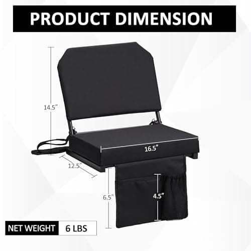 Dragosum Stadium Seats with Back Support Swivel, Bleacher Chairs with Shoulder Strap & Cup Holder, Upholstered Portable Folding Bleacher Seats - Thumbnail 3
