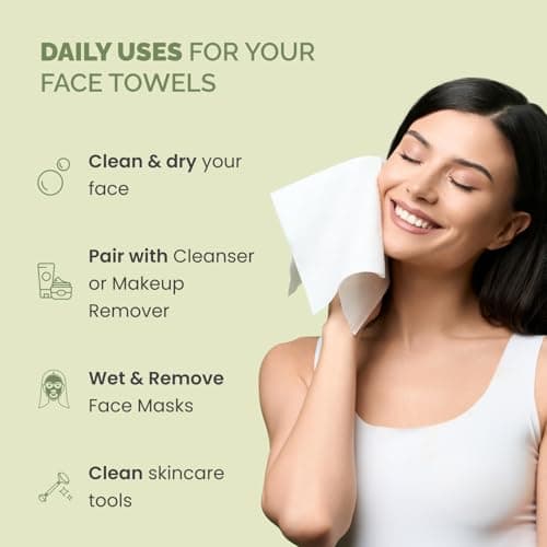 PLANTIFIQUE Disposable Face Towels XL 10"x12" - 100% Biodegradable Viscose Facial Towelettes for Women Skin Care - Toallas para la Cara Desechables, 100 Count - Thumbnail 2