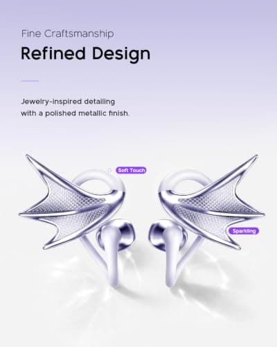 REAL YOUNG H700 Open-Ear Earbuds for Women, Elegant Dragon Wing Jewelry Design, Lightweight Wireless Headphones with Comfortable Earhook, Stylish for Daily Wear, Deep Bass Sound, Ideal Gift for Her - Thumbnail 3