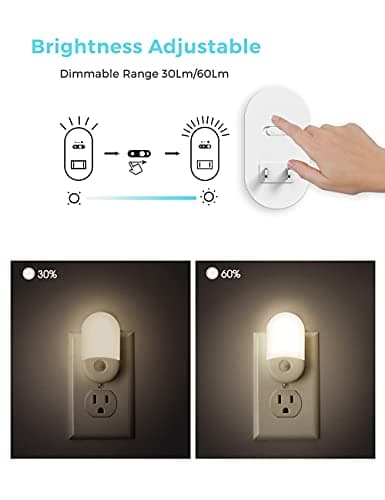 L LOHAS LED Motion Sensor Night Light, [2 Pack] Motion Activated Night Light, Daylight White, Adjustable Brightness, Motion Sensor Light Indoor Plug in for Nursery, Kids, Bedroom, Bathroom Nightlight - Thumbnail 3