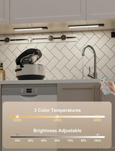 5Pack Under Cabinet Lighting wireless, 3000mAhunder cabinet lights rechargeable, 8inch Magnetic Closet Lights with Dimmable & 3 Color Temps, Cabinet lights with Remote under counter lights for kitchen - Thumbnail 6