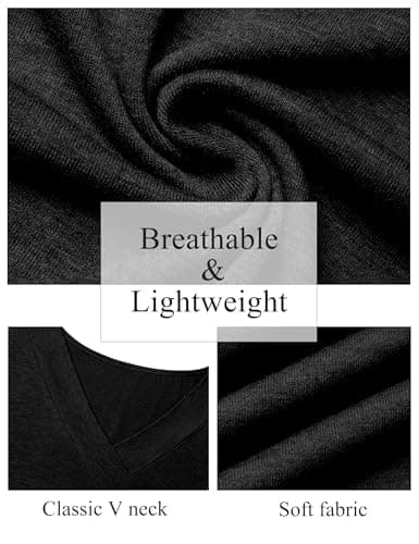 GKBK Womens Short Sleeve T Shirts V Neck Loose Fit Shirts Summer Casual Basic Tee Tops Black M - Thumbnail 6