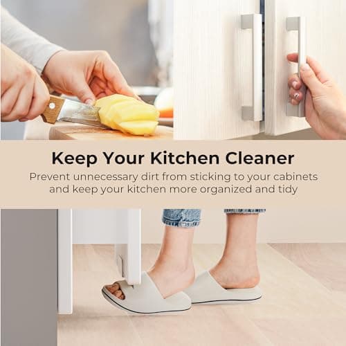 Adzyz Under Cabinet Foot Pull with Adhesive and Screws,Hands Free Garbage Drawer Toe Foot Pull Opener Suitable for Kitchen Trash Cabinet Drawer (White) - Thumbnail 2