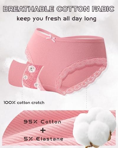 ALL OF ME Women Cotton Underwear Sexy Criss Cross Lace Trim Low Rise Lingerie Wife Gift Cheeky Bikini Panties 6 Pack - Thumbnail 6