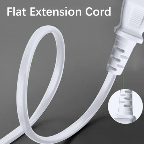 2 Pack 15 FT Two Prong Extension Cord 18 AWG 10A/125V US AC Male-Female Flat Thin Slim Polarized Single Plug Appliance Cord for TV Christmas Indoor Electric Power Extension Cable White 15 Feet 4.5M - Thumbnail 5