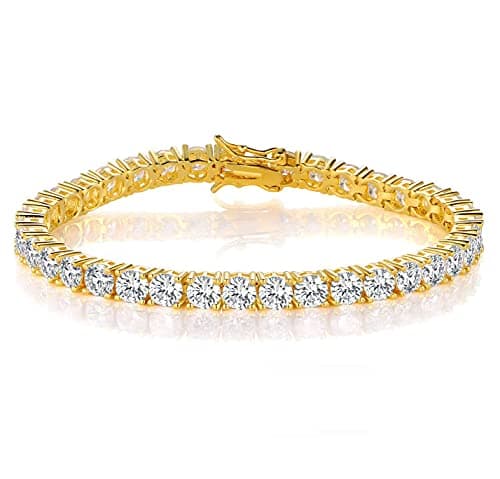 Gemsme 4mm Tennis Bracelets for Women - 4mm Round Cut Cubic Zirconia with 18K Gold Plated, Classic Diamond Tennis Bracelet for Women/Men,Size 8.5 inch - Thumbnail 4