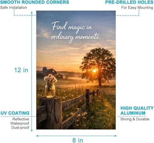 Find Magic in Ordinary Moments Metal Tin Sign Inspirational Nature Quote Wall Decor 8x12 Inch Iron Art Plaque Sunset Field Farmhouse Rustic Motivational - Thumbnail 5