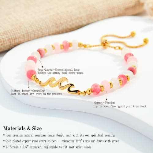 DIFTIDDY Stone Beaded Adjustable Bracelet, Happy Birthday Gift for Women - Thumbnail 3