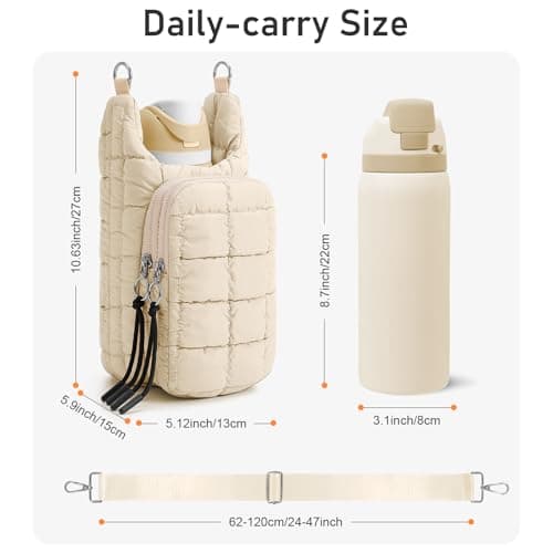 WOOMADA Water Bottle Holder RFID Crossbody Bag for Women, Ideal for Walking, Hiking, Cycling(beige) - Thumbnail 2
