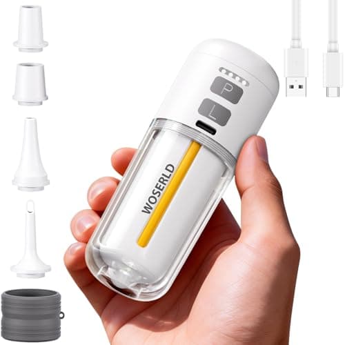 WOSERLD Portable Air Pump for Inflatables 430L/min Ultra Fast Air Mattress Pump, 2000 mAh Battery & Camping Light, Electric Air Pump Inflate/Deflate for Air Mattress, Pool Floats, Vacuum Storage Bags - Image 1